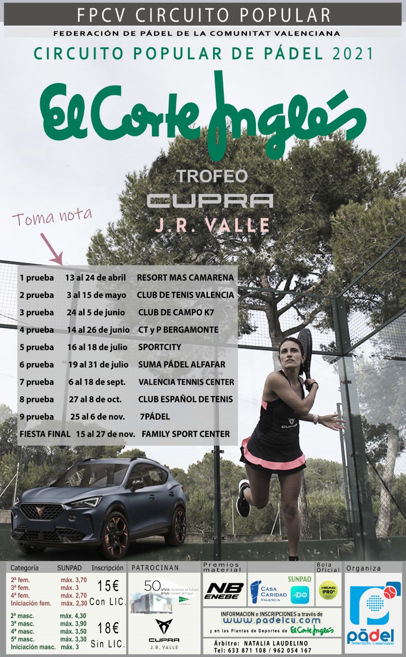 CIRCUITO POPULAR DE PÁDEL EL CORTE INGLÉS 2021